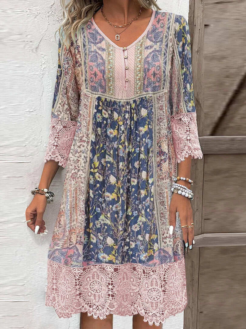 Mirabel | Sukienka Boho z Koronkowymi Detalami