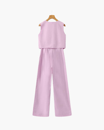 Elegancka Pani - Dwuczęściowy Zestaw Lnian