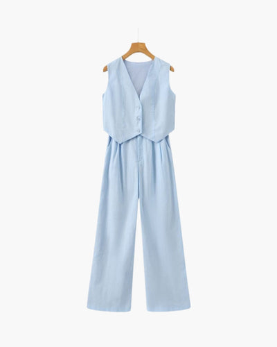 Elegancka Pani - Dwuczęściowy Zestaw Lnian
