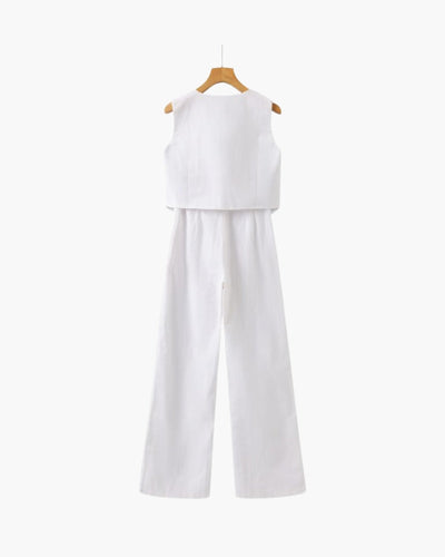 Elegancka Pani - Dwuczęściowy Zestaw Lnian
