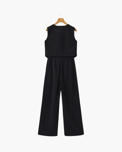 Elegancka Pani - Dwuczęściowy Zestaw Lnian