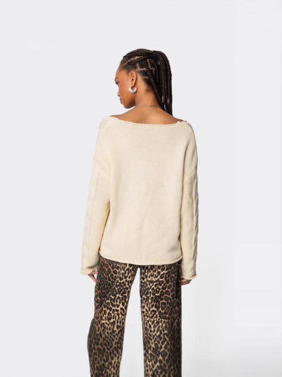 Oversized Sweter Warkoczowy