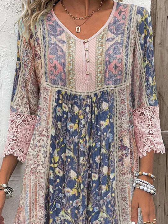 Mirabel | Sukienka Boho z Koronkowymi Detalami